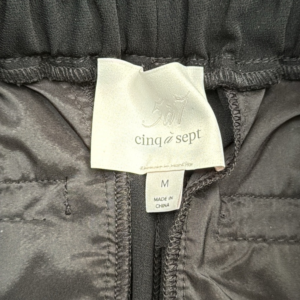 Cinq a Sept Adalie High Rise Drawstring Waist Zipped Cuffs Black Pants Medium - Picture 7 of 11